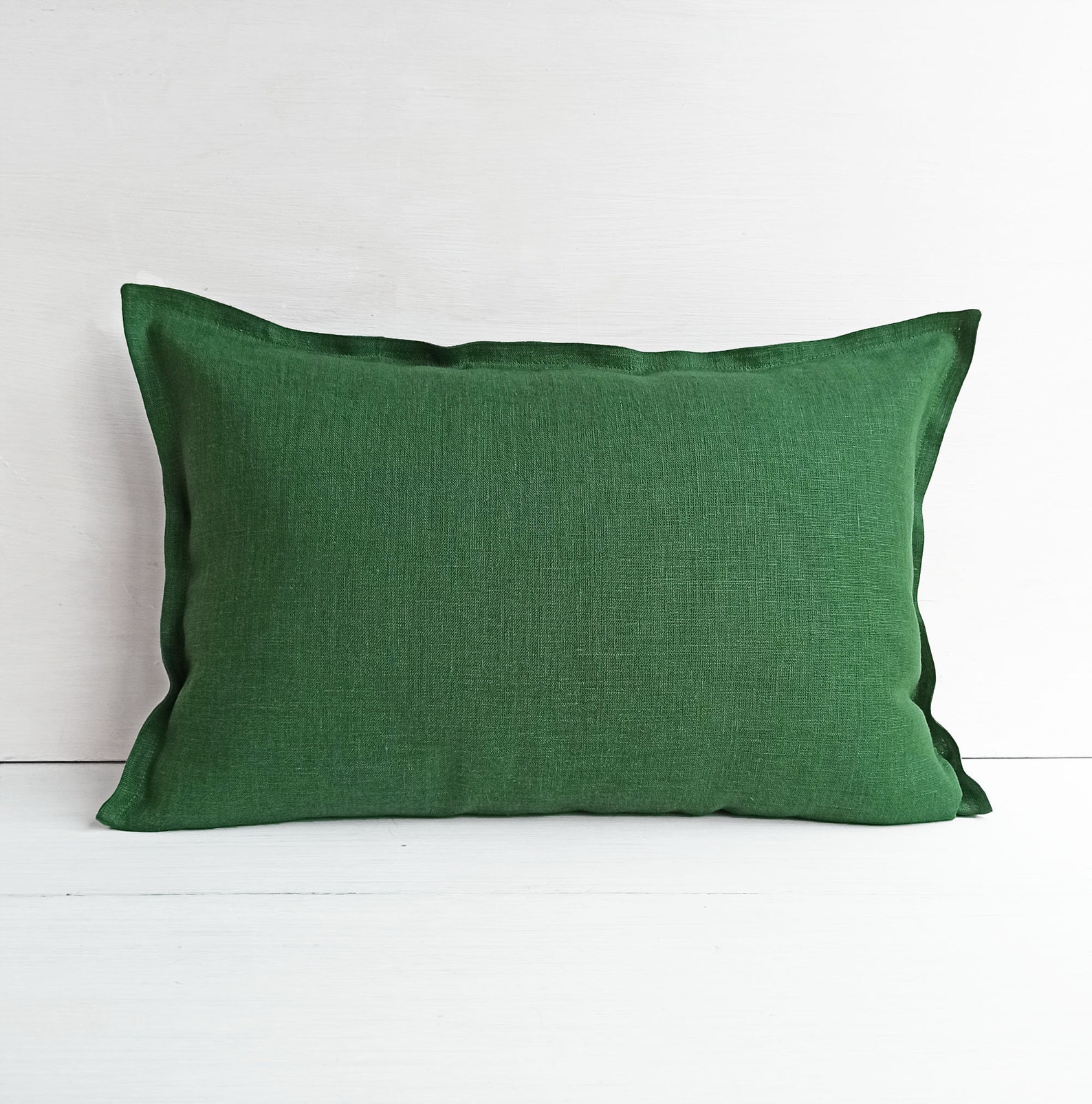 22x22 Green Linen Euro Sham 26x26 Emerald Green Throw Pillow Etsy