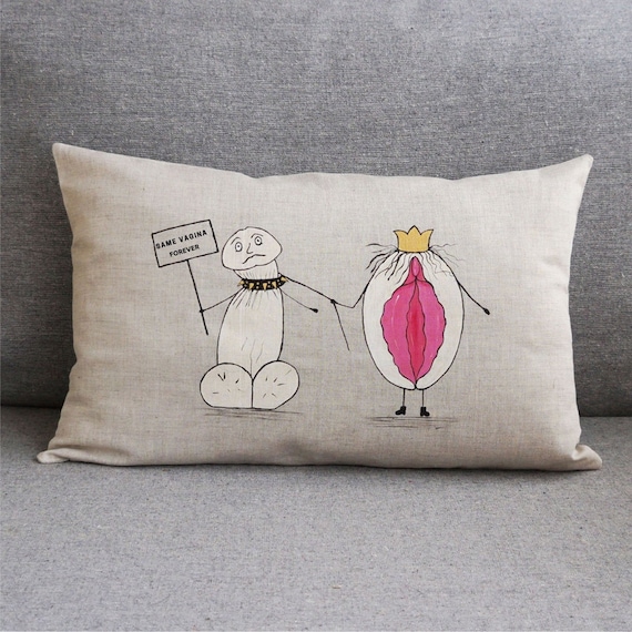Personalized Lumbar Linen Pillow Cover Penis Vagina For 1 Etsy