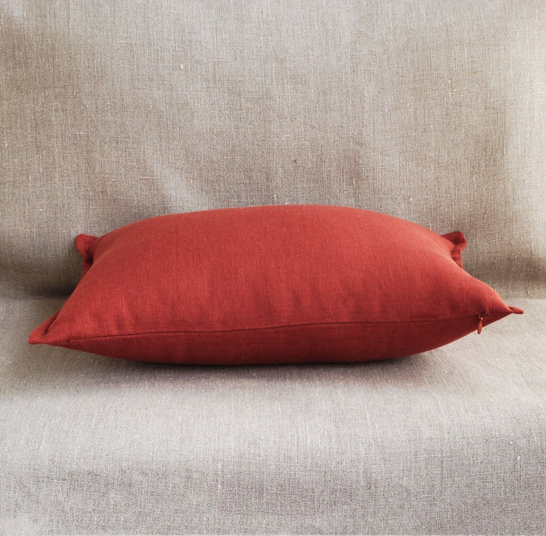 Burnt Orange Long Lumbar Pillow Cover Linen Body Pillow Etsy UK