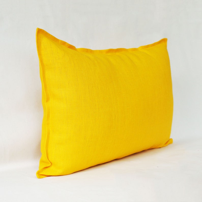 Extra Long Body Pillow Cover Linen Yellow Lumbar Pillow Case Etsy