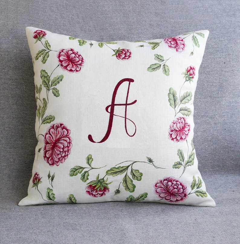 Monogrammed Pillow Sham Linen Outdoor Pillow Covers White Etsy