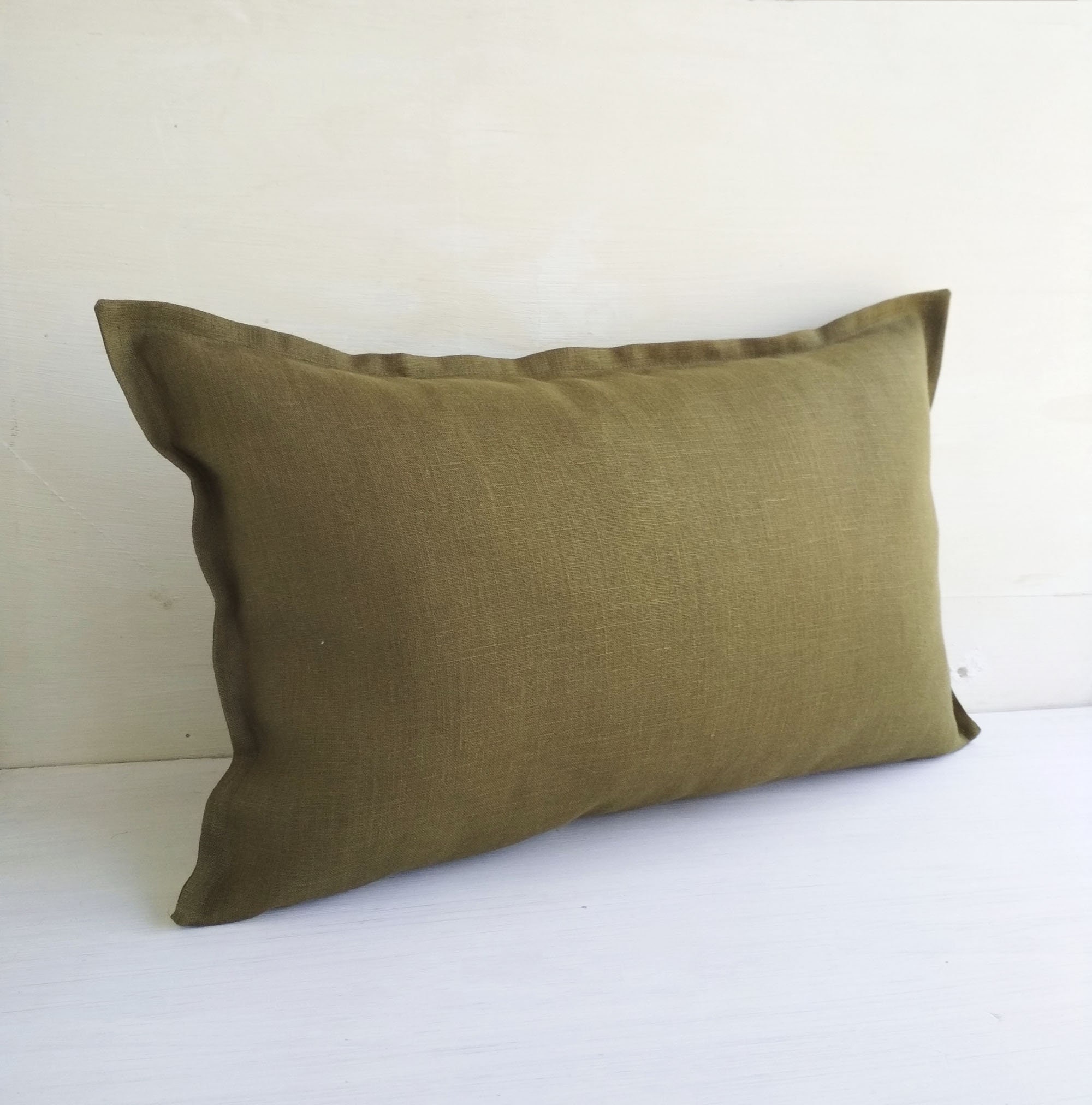 16x36 Olive Green Lumbar Pillow Cover 14x36 Linen Throw Pillow Etsy