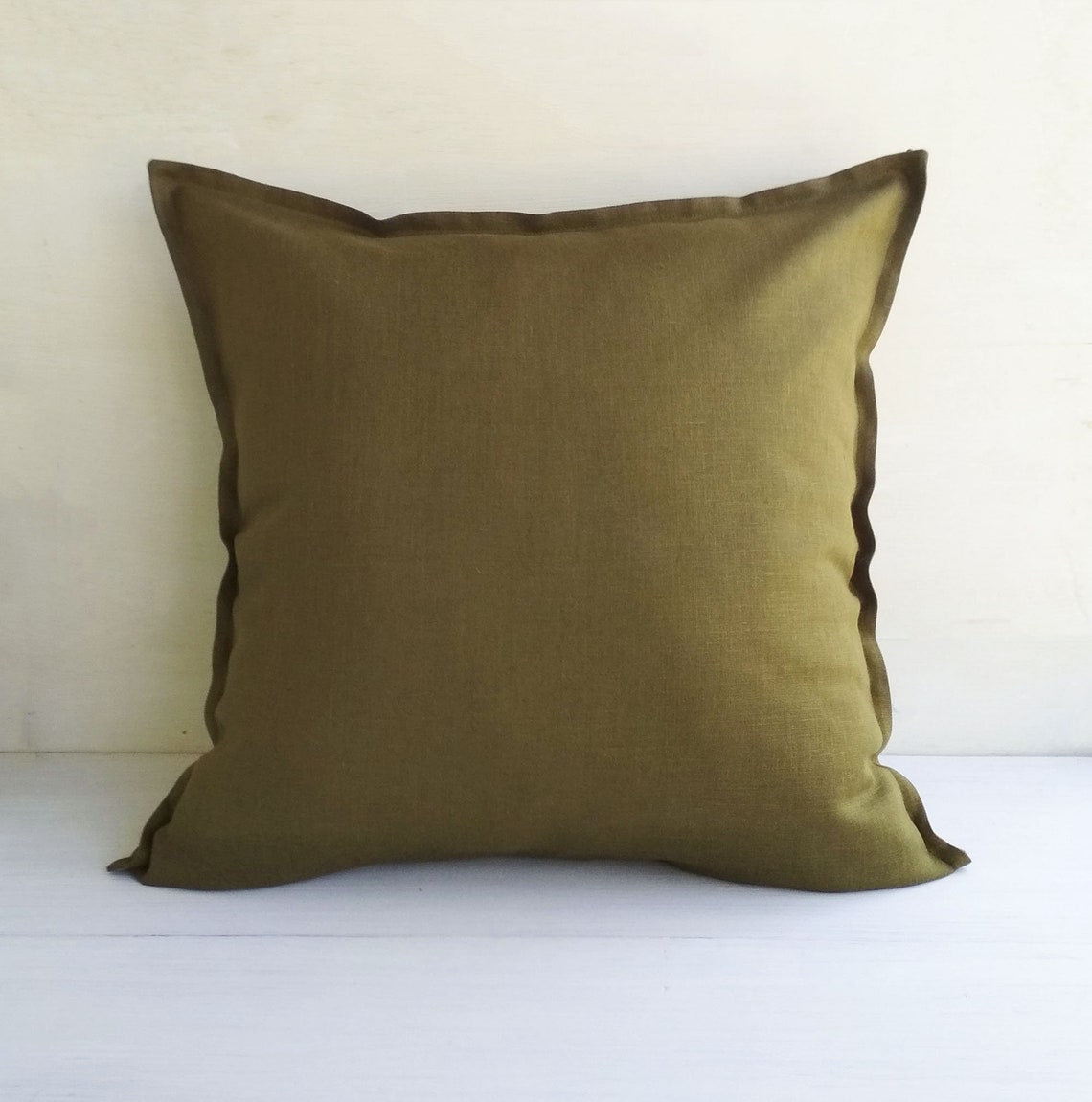 Olive green linen throw pillow covers 20x20 Linen euro sham Etsy