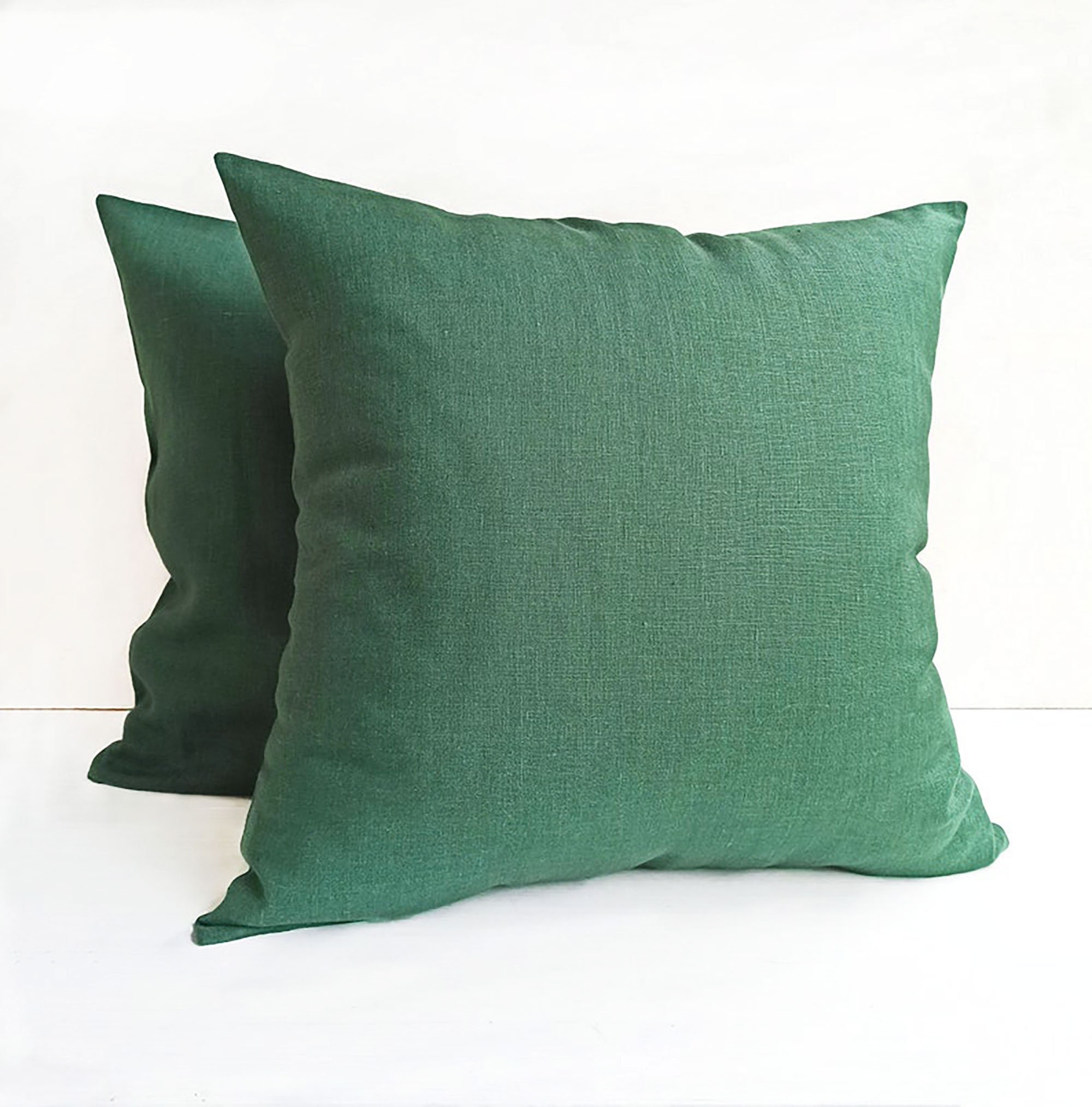 SET OF 2 Green Linen Euro Sham 26x26 Emerald Green Throw Etsy