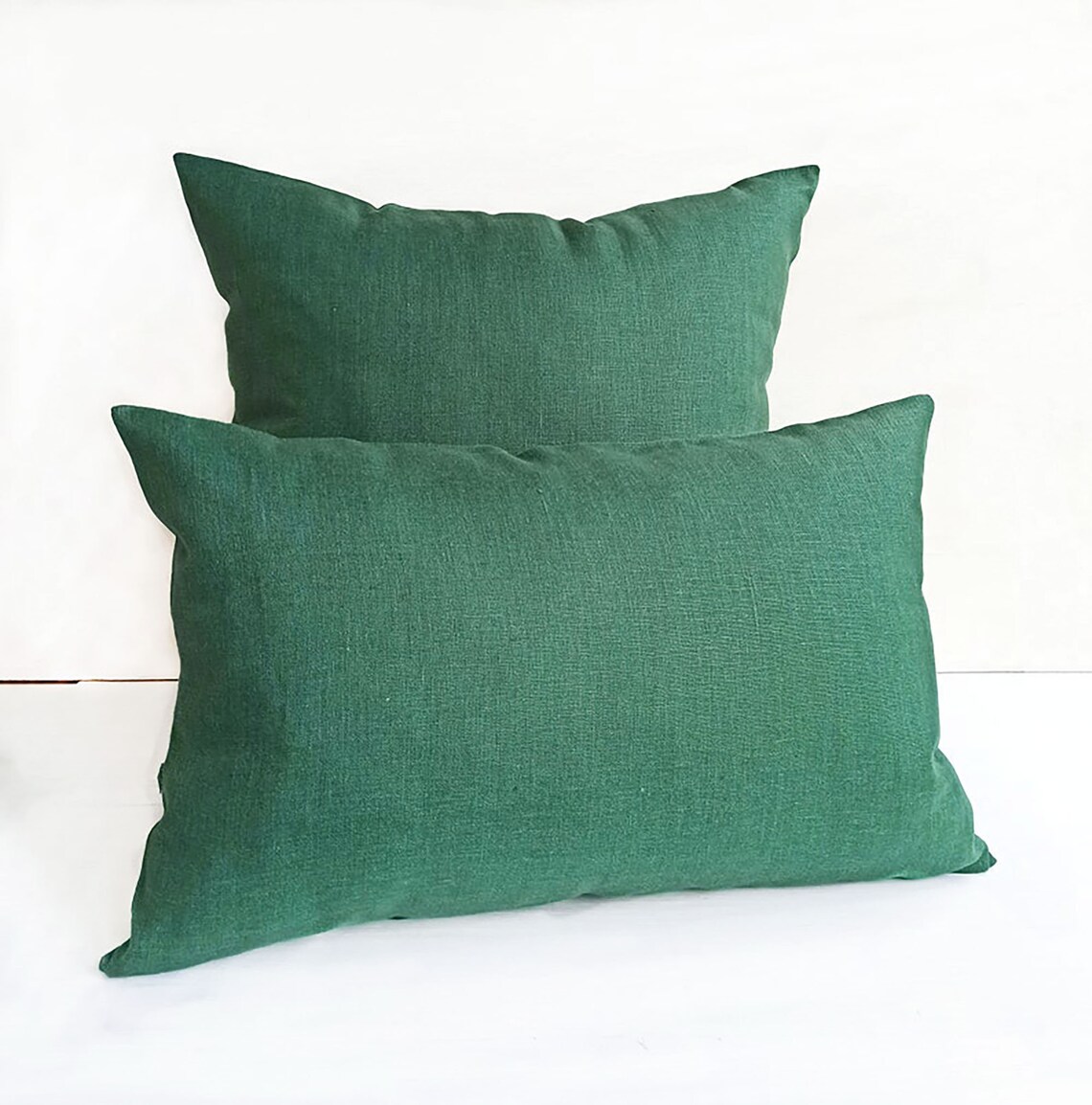 SET OF 2 Green Linen Euro Sham 26x26 Emerald Green Throw Etsy