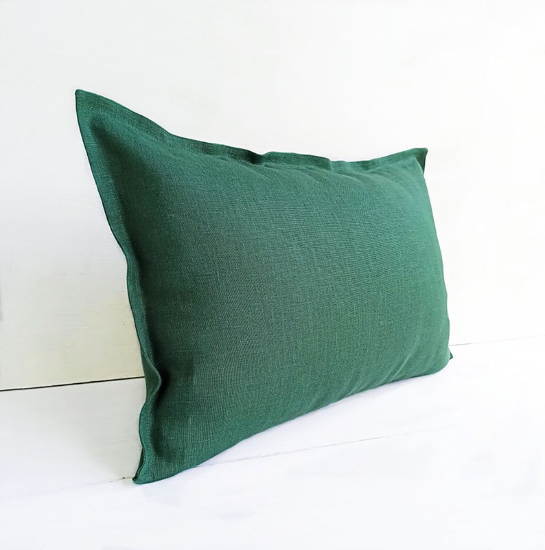 Set of 2 Green Linen Pillow Cases 20x20 Outdoor Pillow Covers Etsy