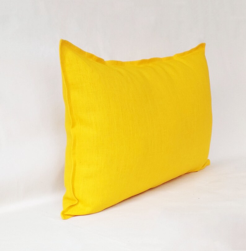 Extra Long Body Pillow Cover Linen Yellow Lumbar Pillow Case Etsy