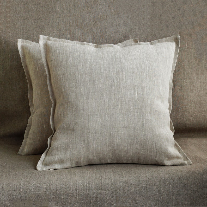 SET of 2 Lnen Throw Pillow Covers 20x20 Linen Pillow Cases Etsy