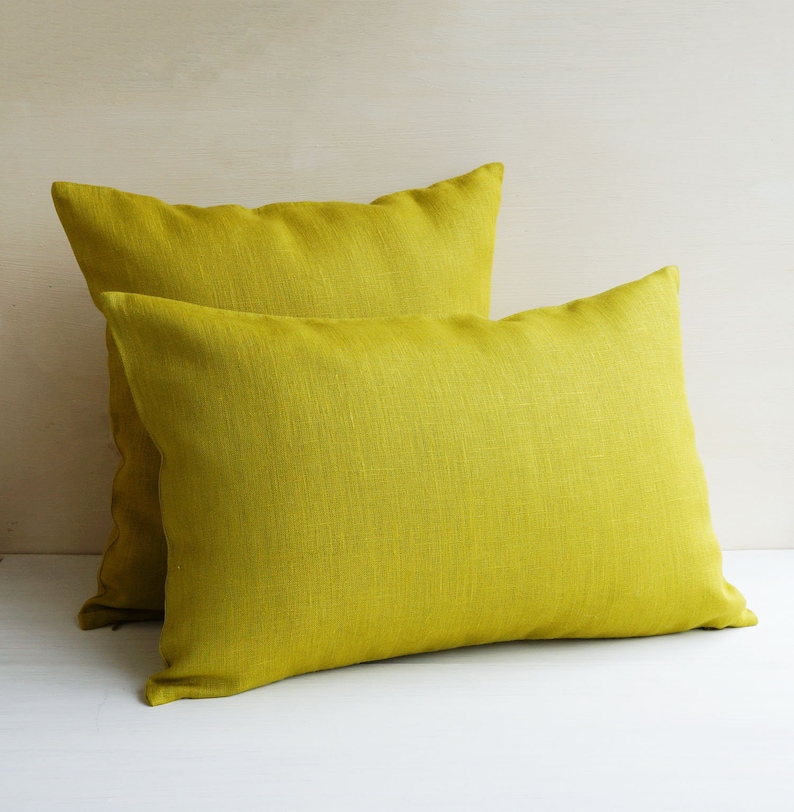 Lime Green Linen Body Pillow Cover 20x54 Long Lumbar Pillow Etsy