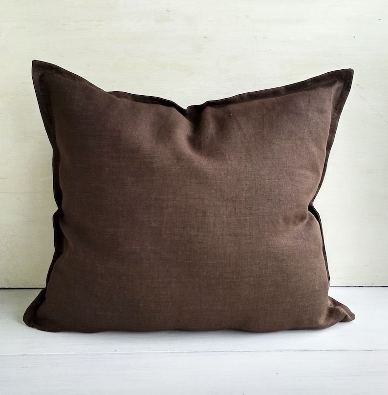 Linen Euro Sham 26x26 Chocolate Brown Throw Pillow Covers Etsy