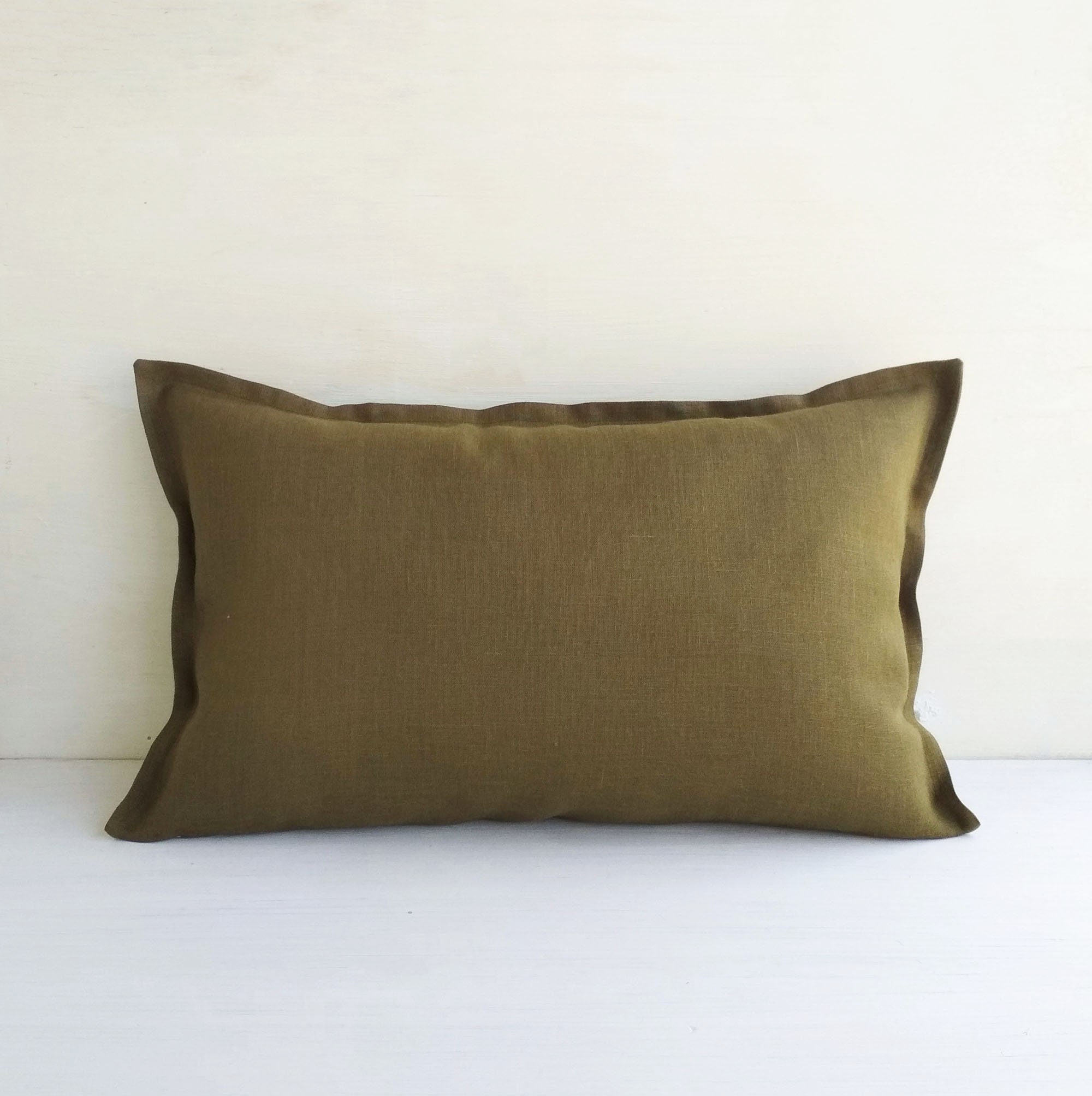 Olive green linen throw pillow covers 20x20 Linen euro sham Etsy
