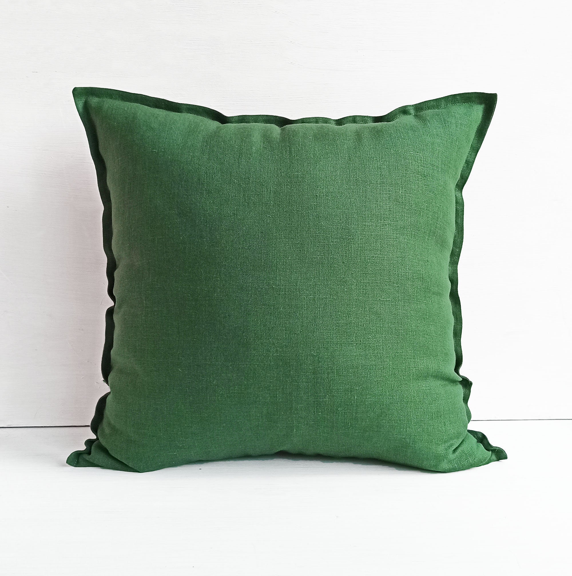 22x22 Green Linen Euro Sham 26x26 Emerald Green Throw Pillow Etsy