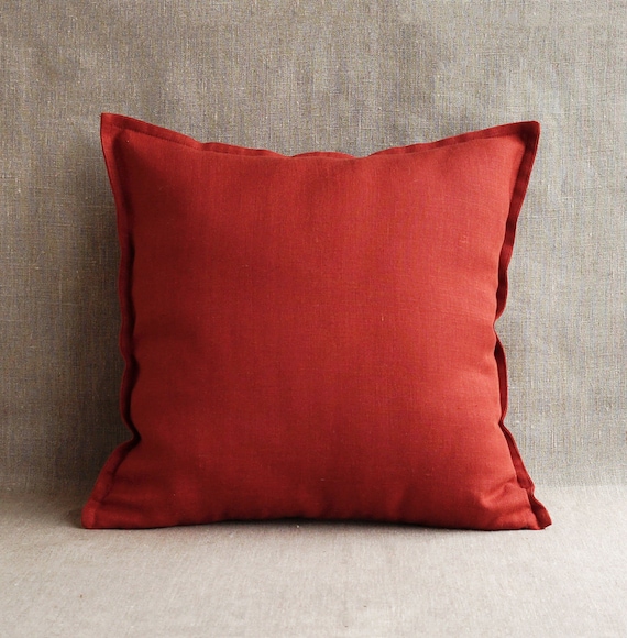 Burnt Orange Set Of 2 Linen Pillow Cases Rust Throw Pillow Etsy