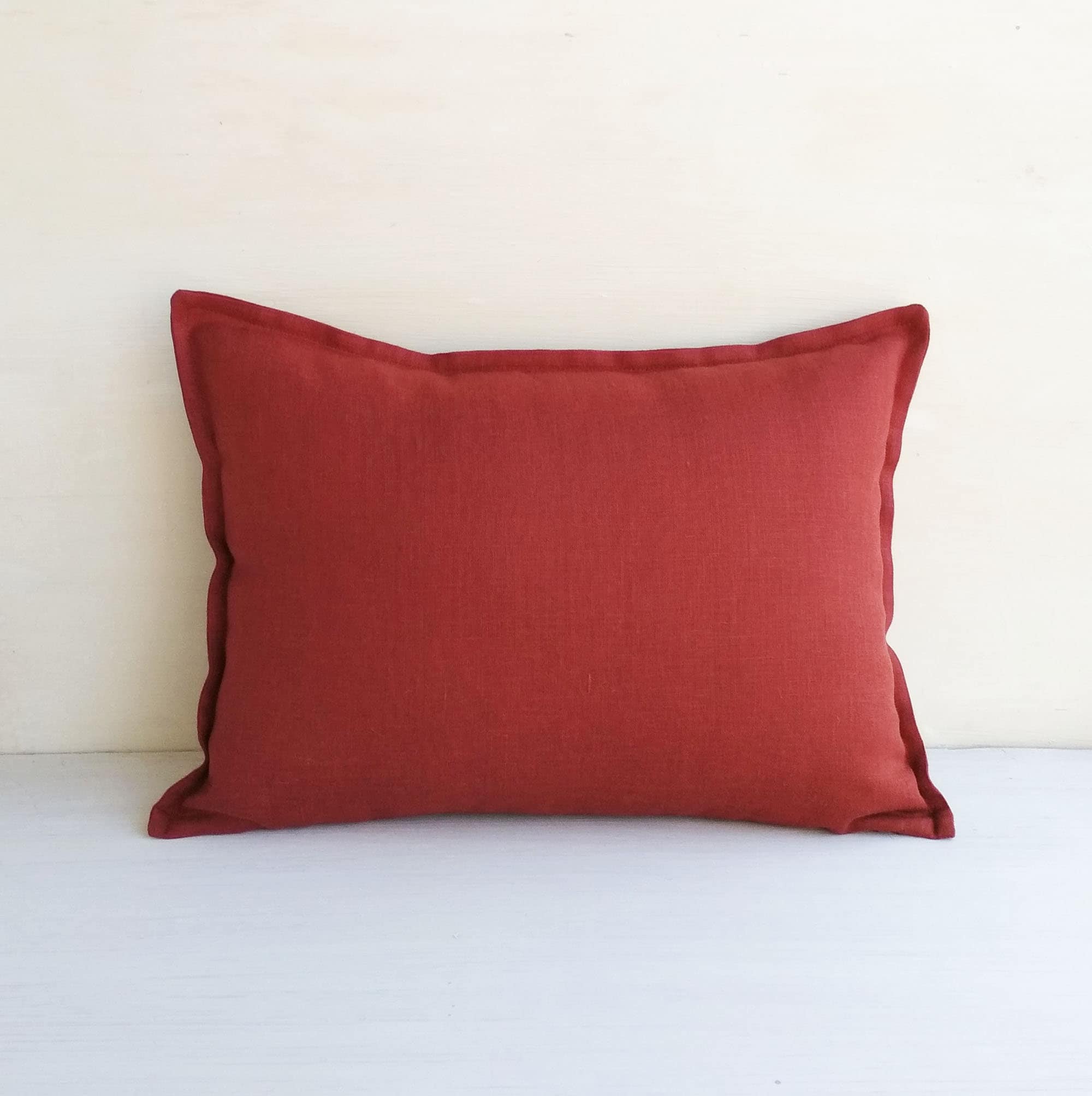 Burnt orange linen lumbar pillow cover 14x36 Rust throw pillow Etsy