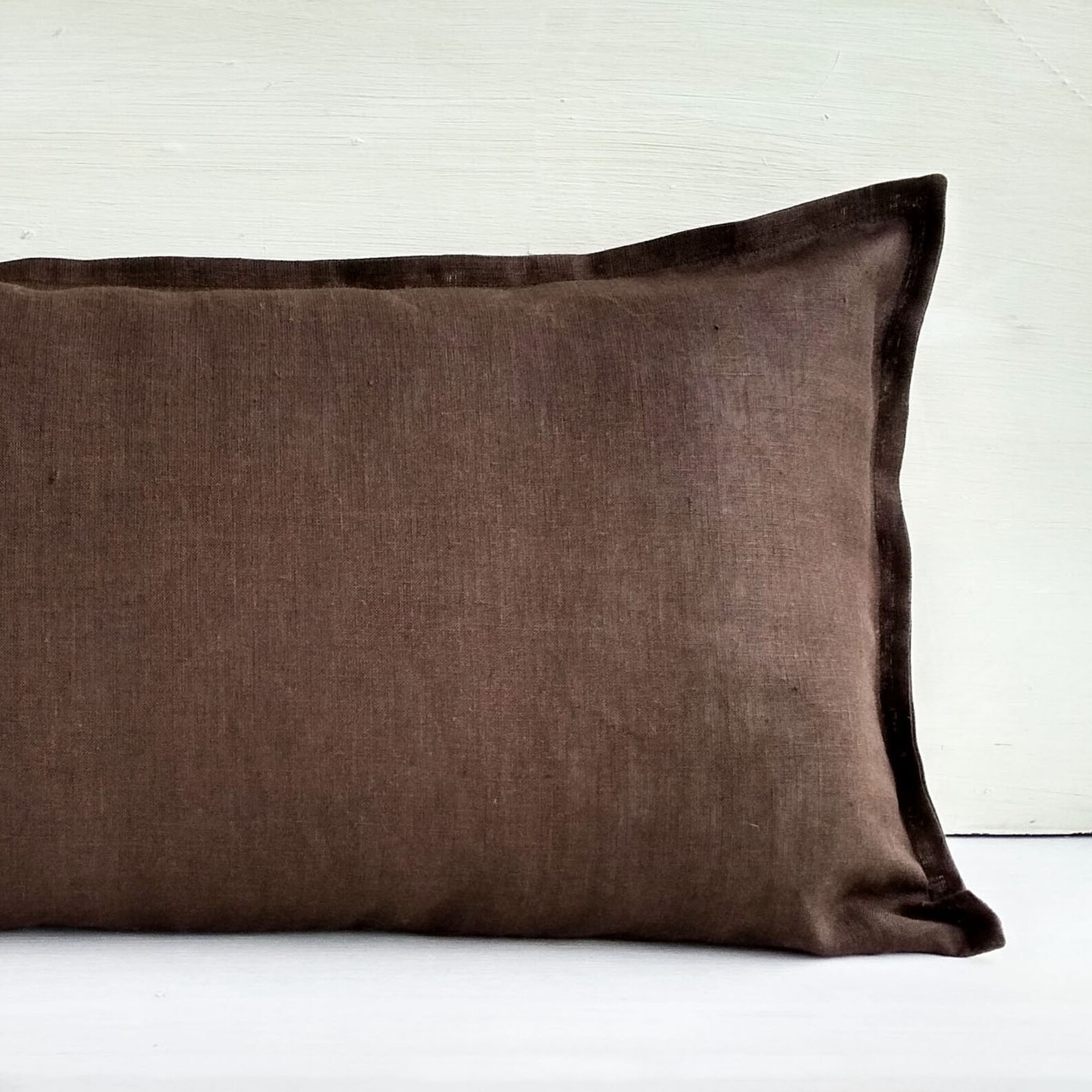 Dark Brown Body Pillow Cover 20x54 Linen Extra Long Lumbar Etsy