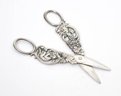 Antique Grape Scissors Ornate Grape Shears Vines Grape Cherub Putti Victorian Scissors Fruit Scissors Romantic Silver Flatware Art Nouveau