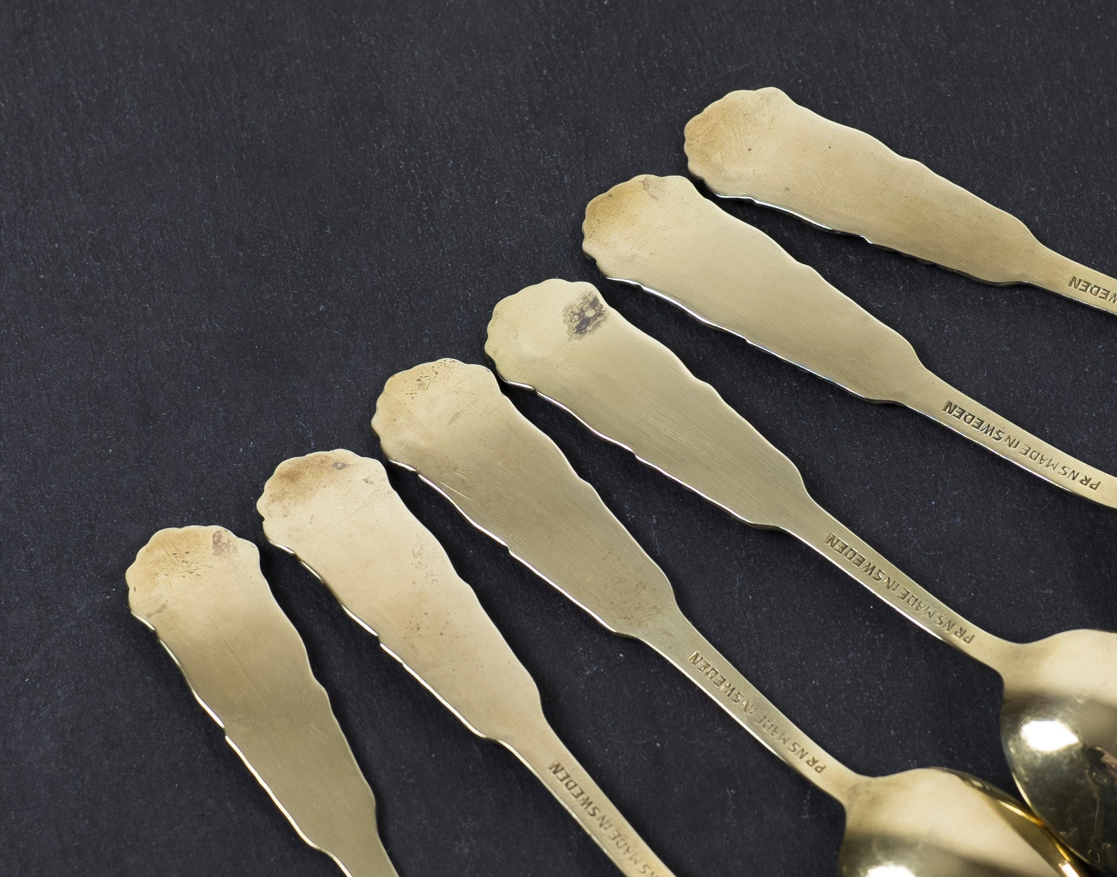 Vintage Gold Spoons Teaspoons Silverplate Flatware Ornate Folk Etsy