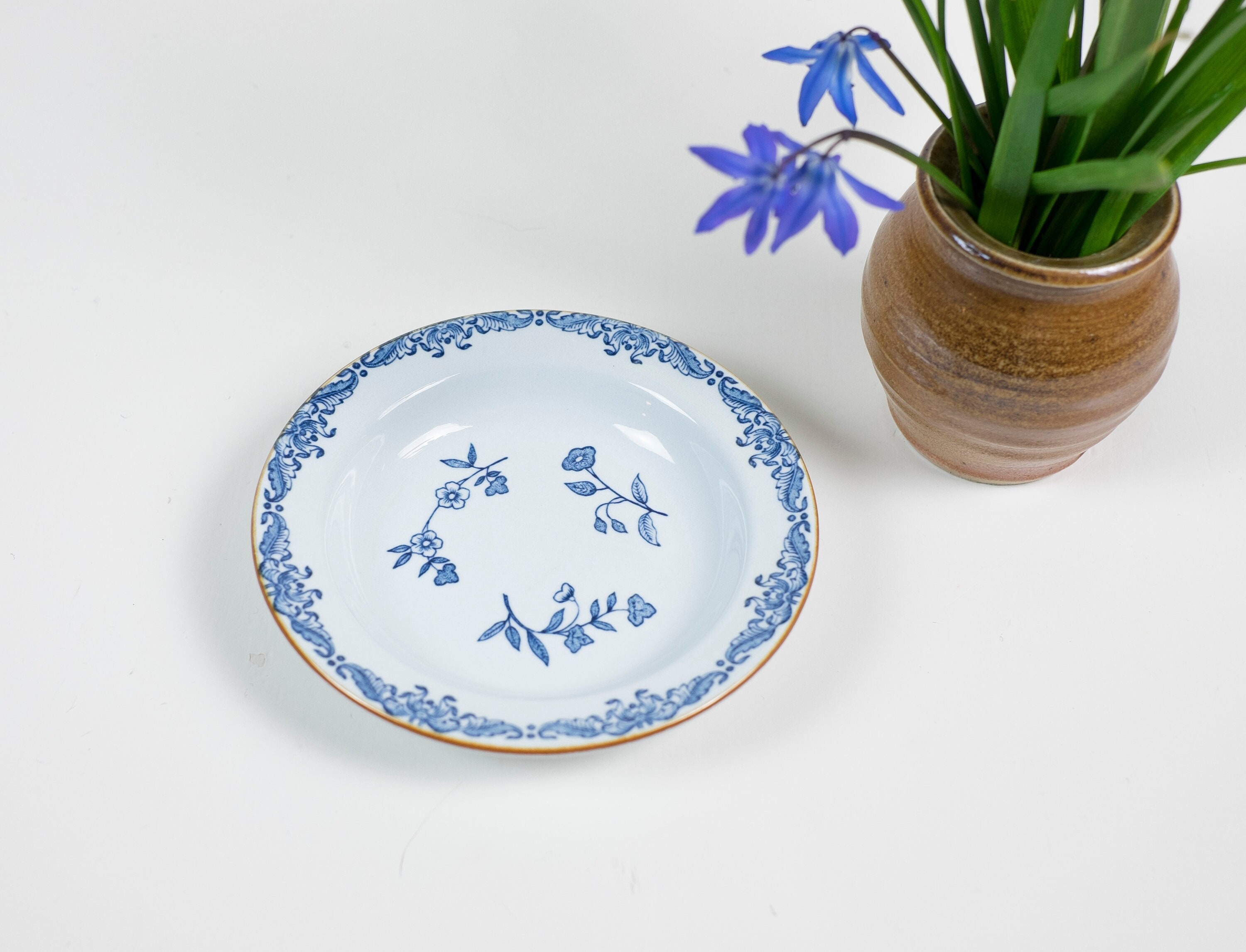 Vintage Rare Rörstrand Sweden Butter Pat Plate Tea Bag Coaster East Indies 1. Quality Plate Swedish Floral Blue Tiny Plate Ostindia Dish