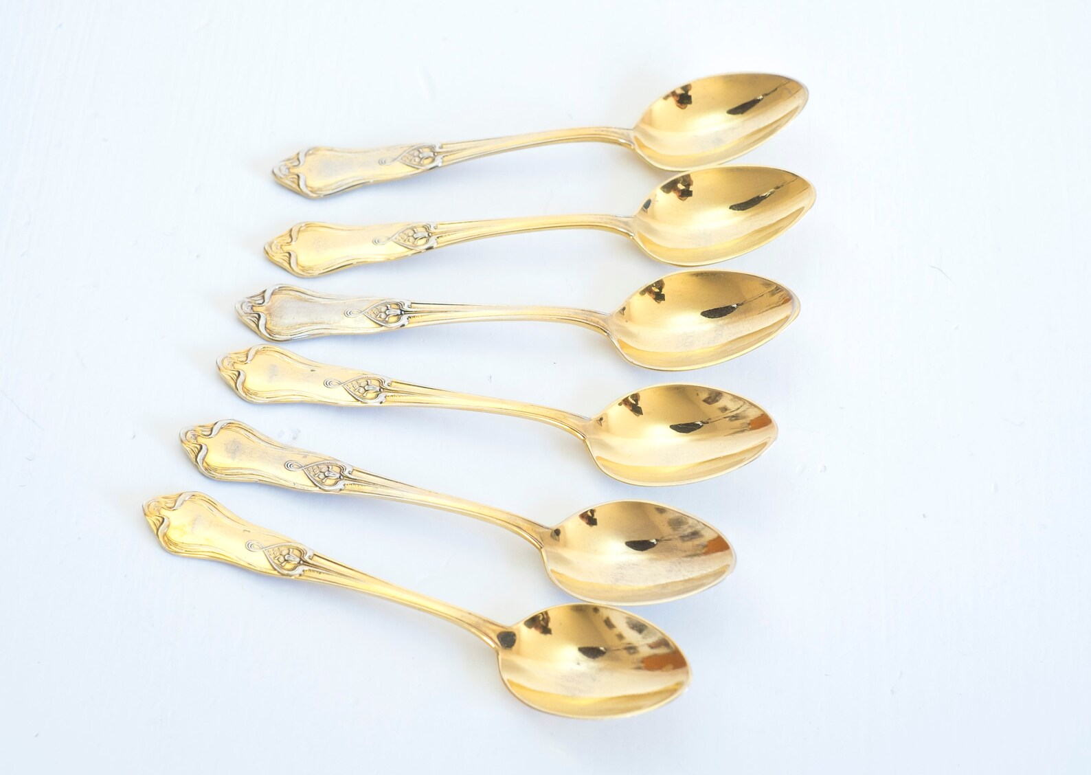 Vintage Gold Spoons Teaspoons Antique Silver Flatware Ornate Etsy
