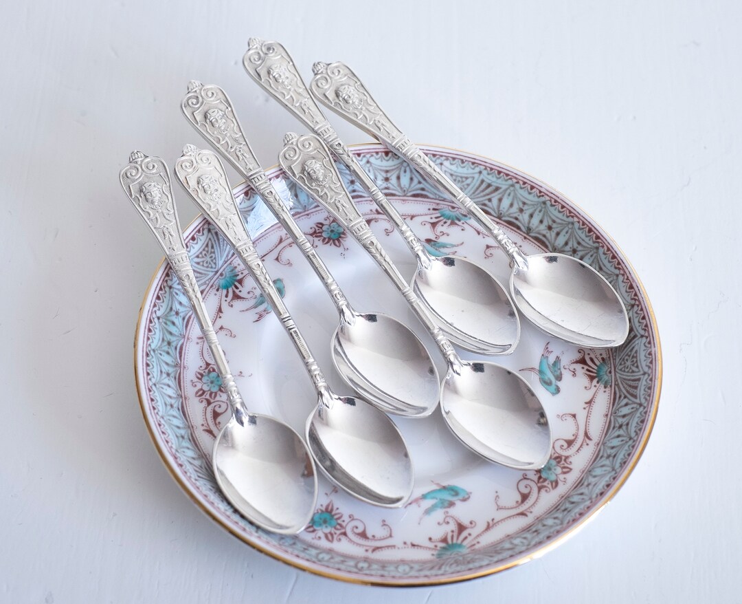 Vintage Demitasse Spoons Baroque Heavy Ornate Spoons Silver Etsy