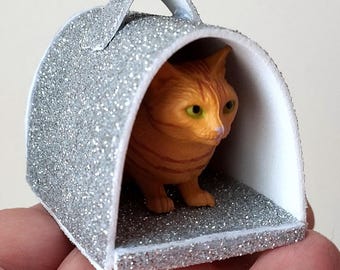 Miniature cat figurine dollhouse pet 1:6 scale orange ginger animal model for BJD doll companion diorama room box 1 inch statue decoration
