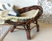 Dollhouse chair for BJD doll. Furniture in 1 6 th inch scale. Miniature wicker fashion chair suitable for 1 12 th, can be made in all scale