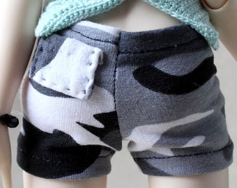 Minifee doll shorts army grey fabric 1:4 scale BJD doll casual clothes summer wear low waist
