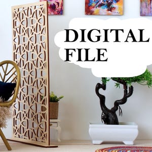 May include: A doll in a black and silver jacket and pleated skirt sits in a gold chair with a decorative screen behind her. The image includes the text "DIGITAL FILE" in a cloud-shaped text bubble, and small paintings on the wall.