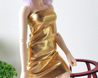 Abito dorato per bambola Minifee, vestito elastico da discoteca per bambola BJD in scala 1:4, attillato