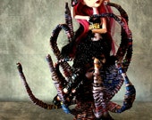 Miniature doll chair, spider look whimsical furniture for dollhouses and dioramas cosplay. 1 6 scale realistic wicker design, gothic style