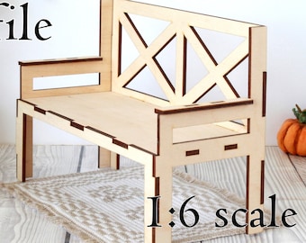 1:6 Scale Miniature Sofa Digital File, Dollhouse DIY Plans