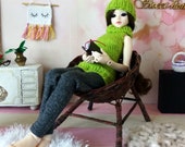 Miniature 1 4 scale chair. Brown wicker rattan look folk gypsy dollhouse furniture for Minifee Tonner Iplehouse Sybarite Smart doll diorama