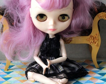 Blythe doll BJD 12 inch 1:6 scale Obitsu body joint with dress for sale. Long pink hair wig eyes Pullip customization for ooak collectible