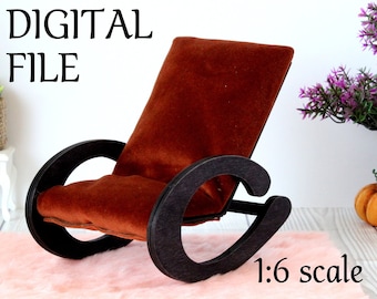 Miniature modern chair digital file. Dollhouse furniture instant download DIY kit laser cut vector parts construction set 1:6 scale hanging