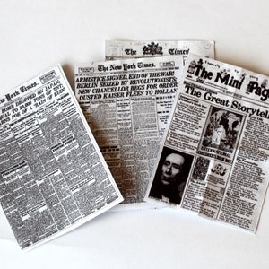 Miniature newspaper set, dollhouse accessories paper new old look 1:6 scale Diorama room box shop prop realistic display Barb Blyth magazine
