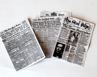 Miniature newspaper set, dollhouse accessories paper new old look 1:6 scale Diorama room box shop prop realistic display Barb Blyth magazine