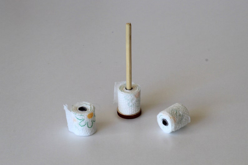 Miniature Dollhouse Toilet Paper Rolls Set With Stand or Etsy