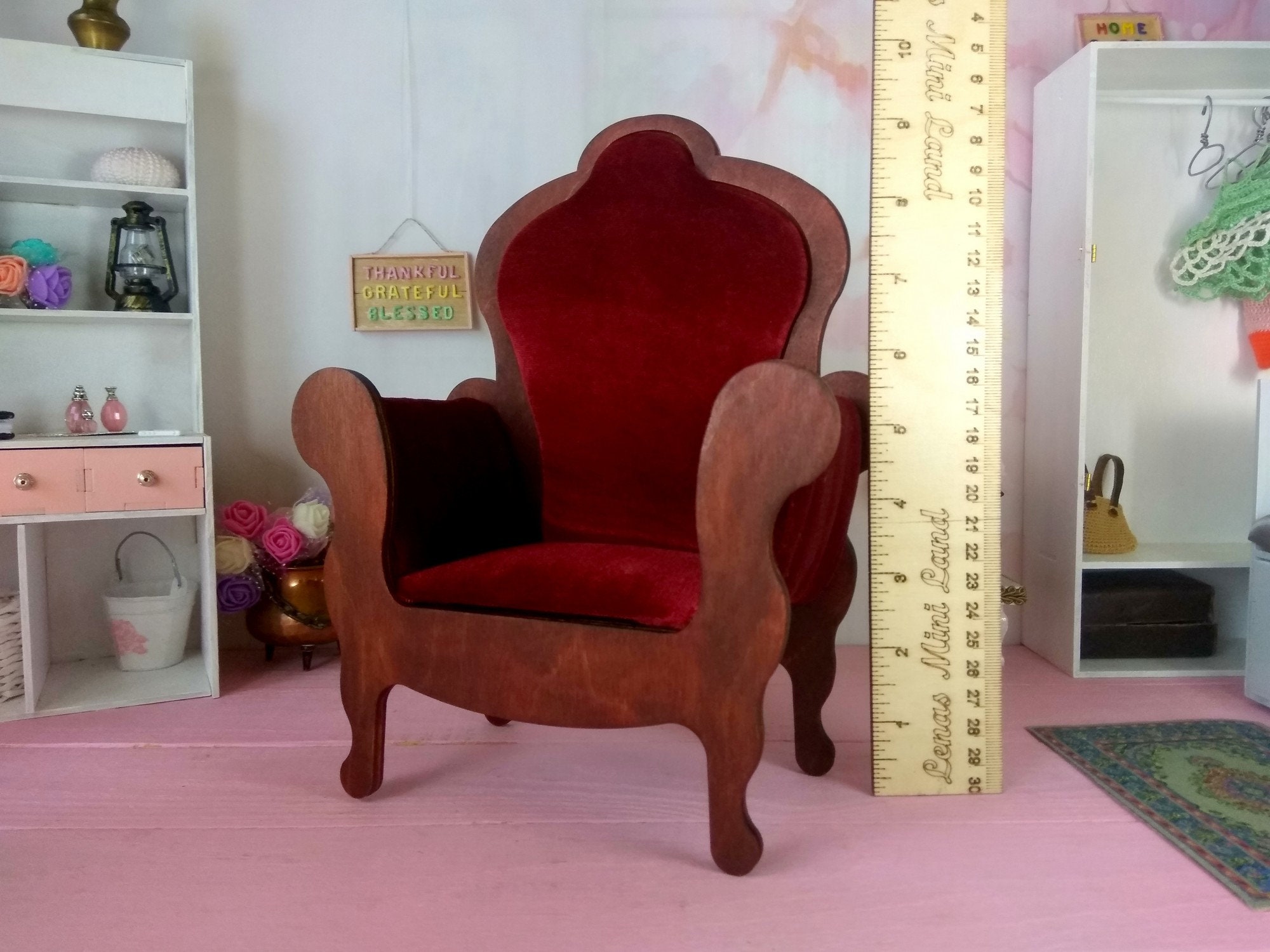 Gothic THRONE 1/6 1:6 scale doll furniture for IT FR Barbie wooden New 2019 