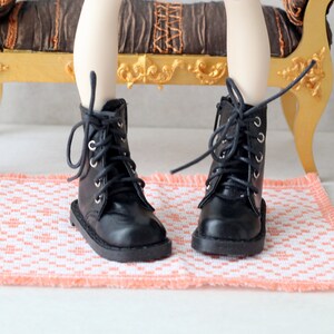 1:3 scale doll shoes, black leather goth steels for Dollfie Dream Feeple BJD dolls 2.5 inches feet size metal punk style high smart msd image 10