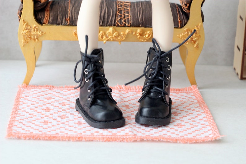 1:3 scale doll shoes, black leather goth steels for Dollfie Dream Feeple BJD dolls 2.5 inches feet size metal punk style high smart msd image 10
