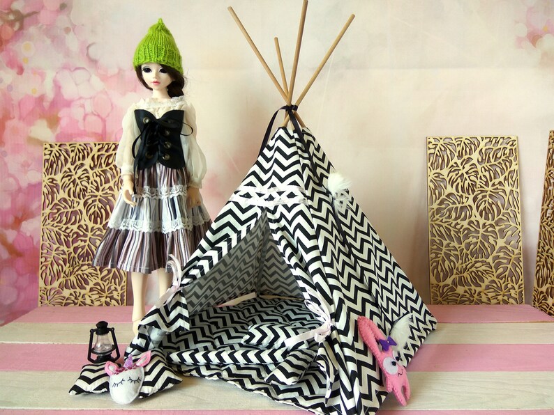Miniature Dollhouse Teepee Tent 15 Inch Heigh Zigzag Fashion Etsy