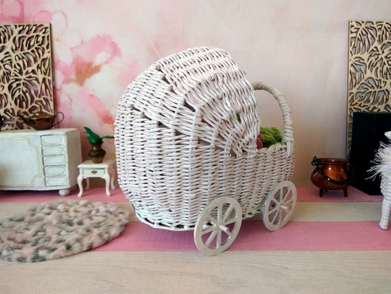 rattan doll stroller