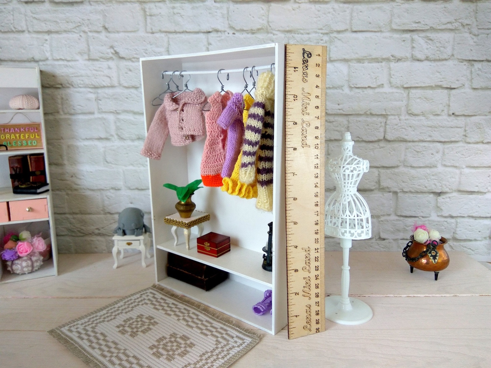 Miniature wardrobe 16 scale dollhouse clothing rack. Barbie Etsy