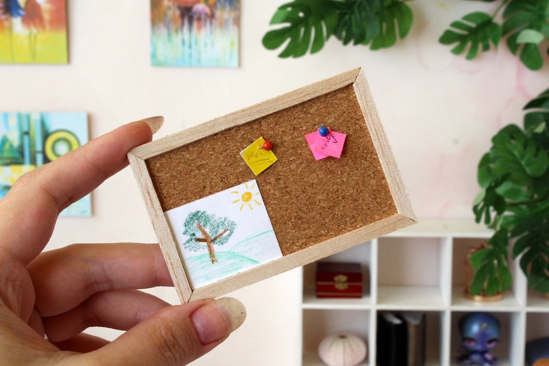Miniature Bulletin Board With Memory Cards, Selfadhesive Dollhouse