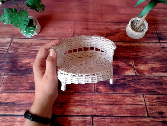 Lati Yellow Couch Miniature White Wicker Sofa For Latidoll Etsy