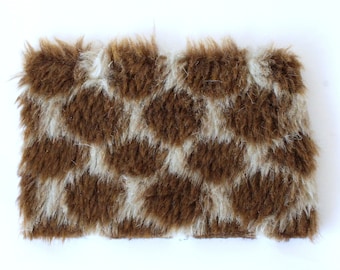 Miniature cheap fur mat for dollhouse, recycled diorama roombox plaid bee hexagon furry matching carpet rug 5 inch BJD doll decor brown