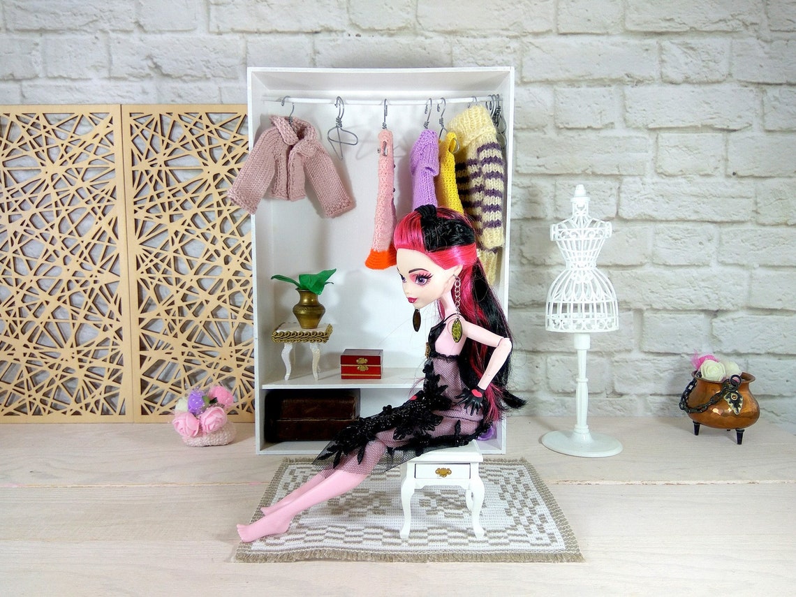 Miniature wardrobe 16 scale dollhouse clothing rack. Barbie Etsy