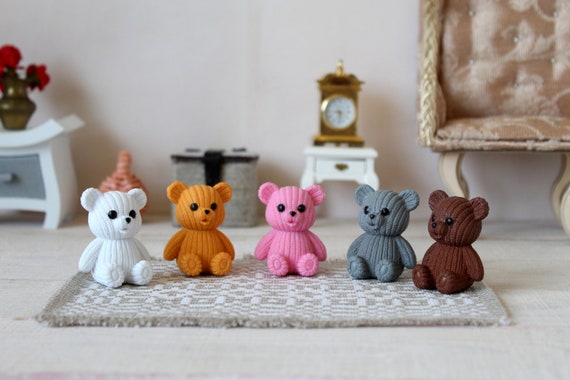 Ours en peluche miniature de maison de poupée, jouet kawaii en