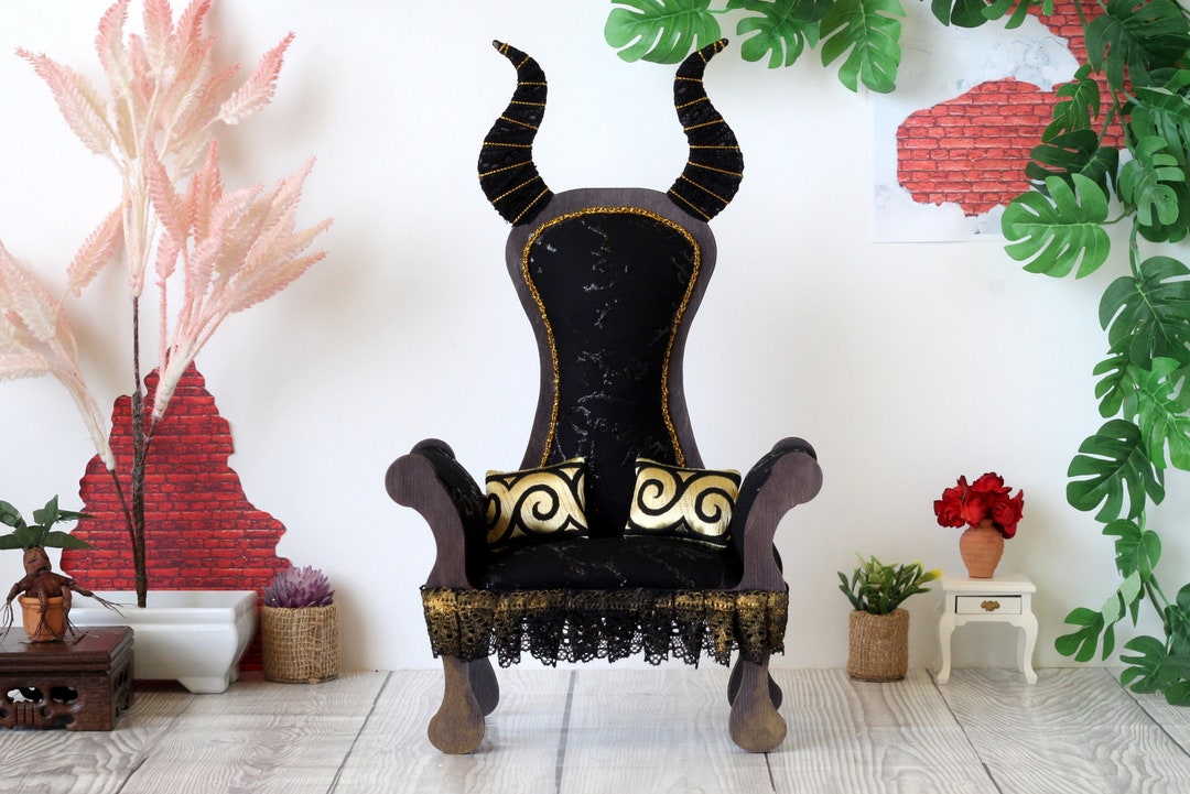 Miniature Chair With Horns Goth Devil Dollhouse Furniture. - Etsy
