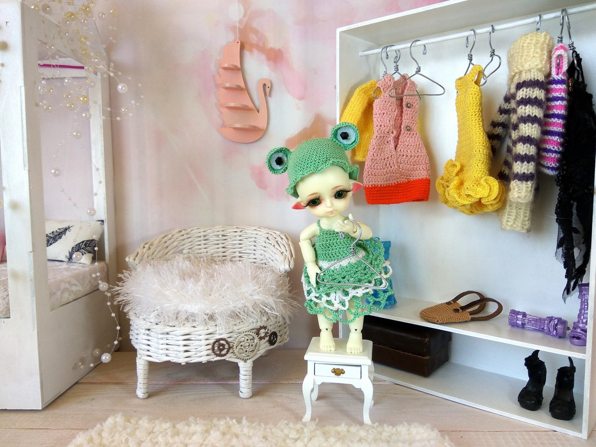 Miniature wardrobe 16 scale dollhouse clothing rack. Barbie Etsy